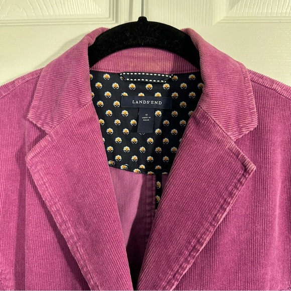 Lands End pink corduroy jacket, sz. 12, button front, layer, fall, classic - Picture 3 of 10